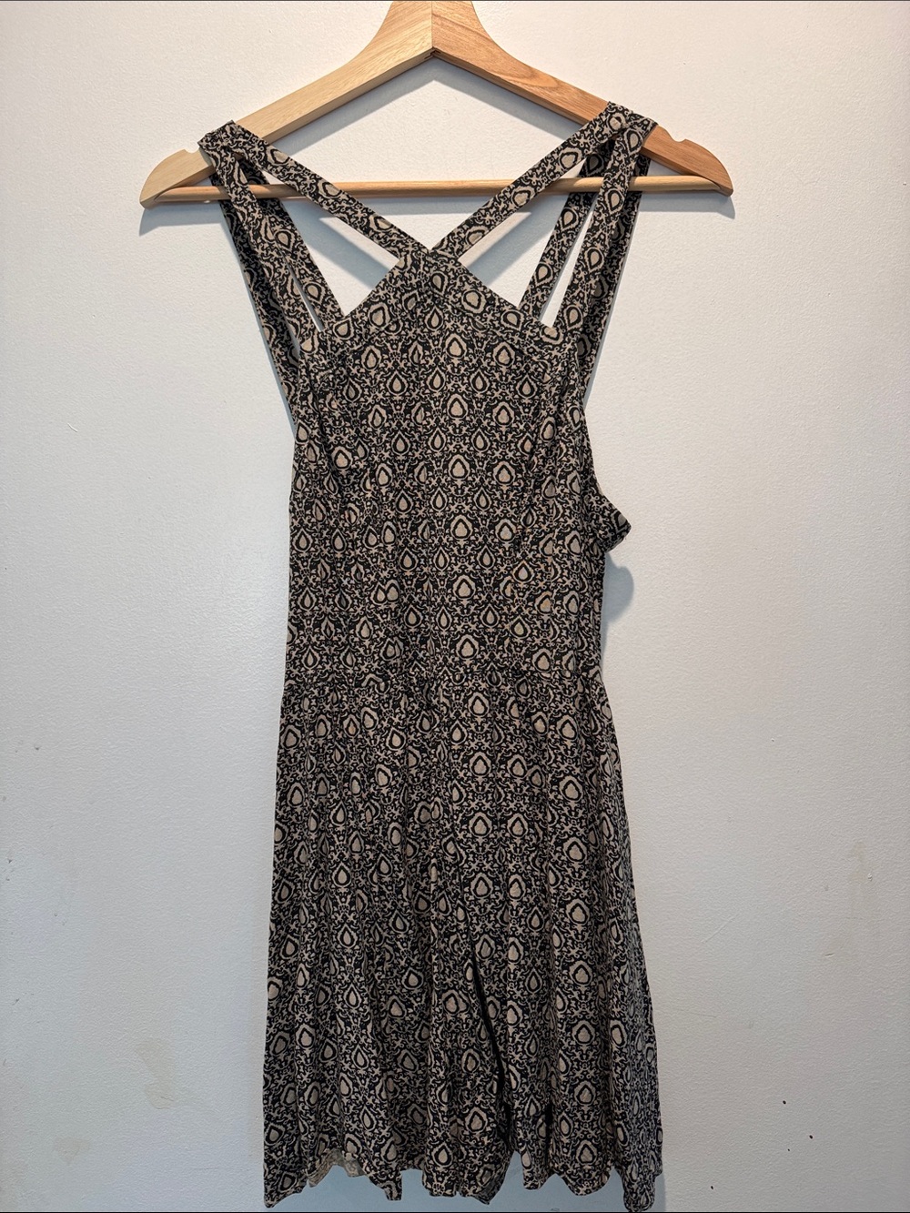Urban Outfitters Ecote Black and Tan Patterned Crisscross Romper